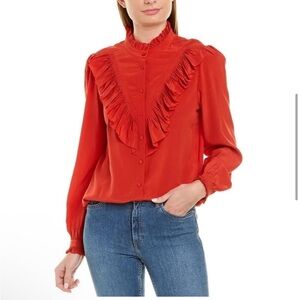 Zadig & Voltaire Taccora Deluxe Silk Ruffle Blouse Size Small